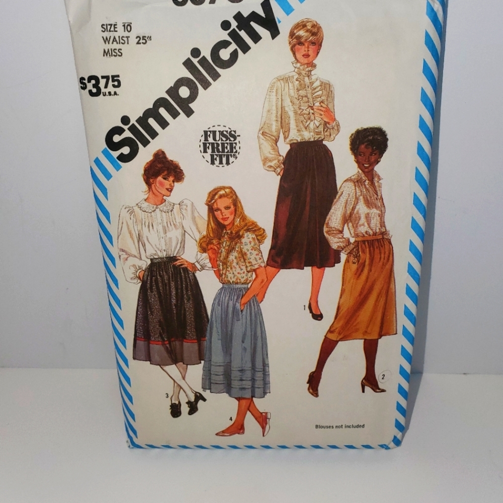 Simplicity Fuss Free Fit 6370 Sewing Pattern Skirt with Pockets 1983 Size 10 CUT